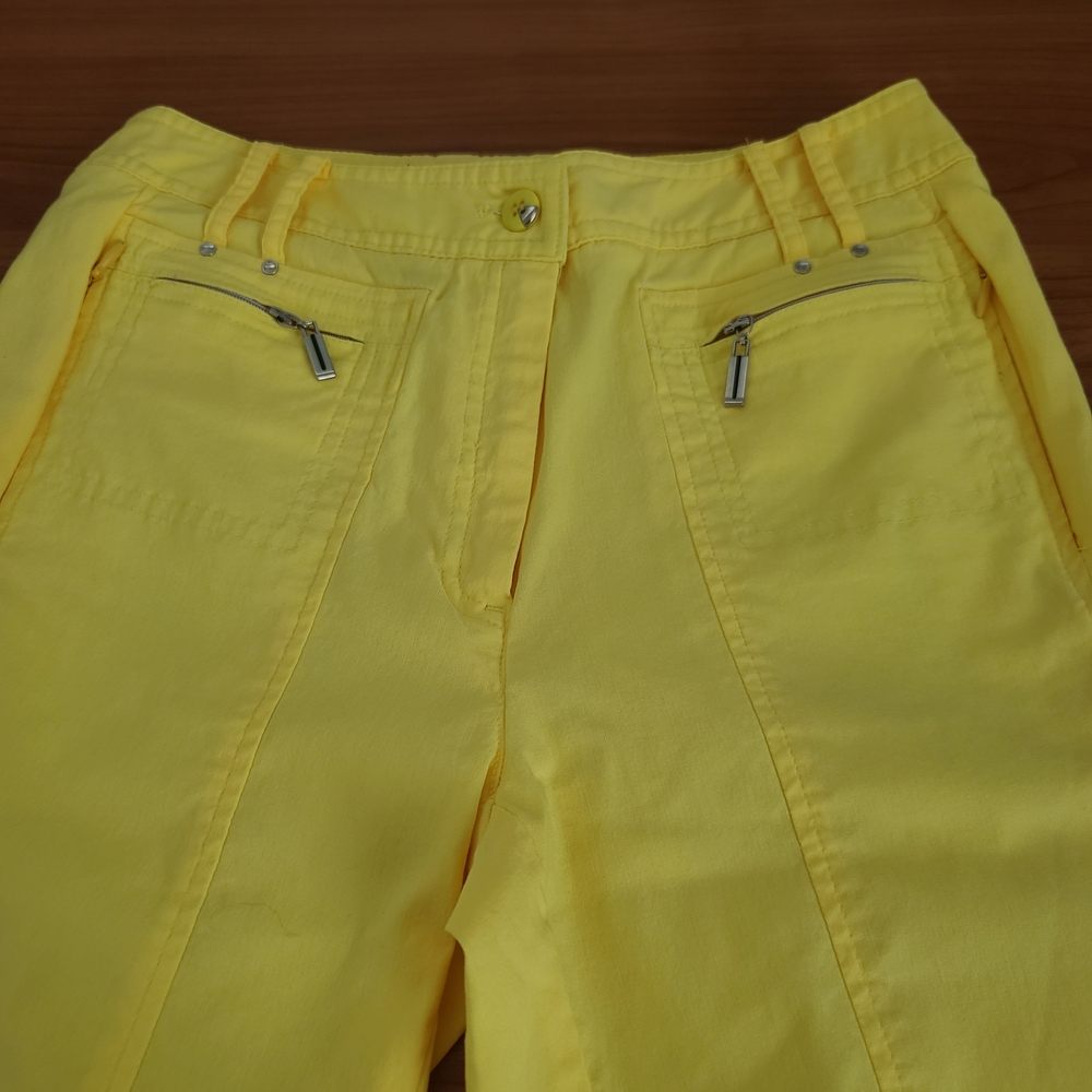 Jamie Sadock Women Golf Shorts‎ Bermuda Yellow Pockets Stretch Size 2 - Picture 3 of 8